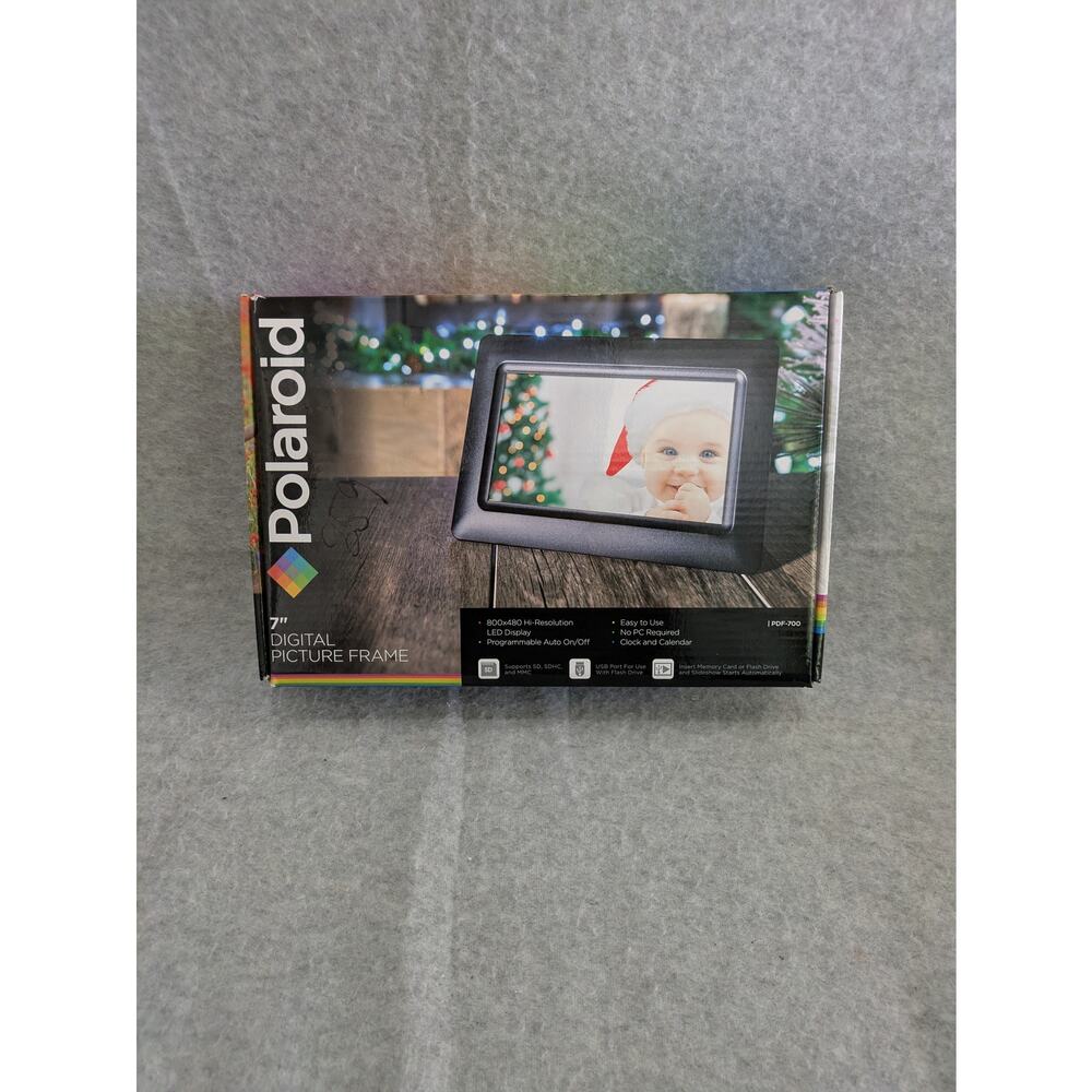 Polaroid 7'' Digital Picture‎ Frame Model PDF-700 LED Display Clock Calendar